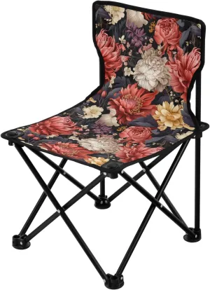 Portable Camping Chairs Flowers Floral Vintage Lightweight Folding Chair for Camping, Beach, Picnic, Travel and Sports with Carry Bag 20851537