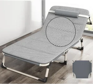 Portable Folding Adult Bed,Adult Folding Bed, Folding Camping Cots for Adults, 4 Positions Adjustable Reclining Folding Camping Cot, Travel Bed with Removable Pillow for Guest Sleeping HOM