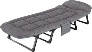 Portable Folding Adult Bed,Camping Cot Folding Camp Beds, Heavy Duty Camping Bed with Mattress, Height Adjustable Sleeping Cot Outdoor Travel Office, Portable Camping Cot for Sleeping, F