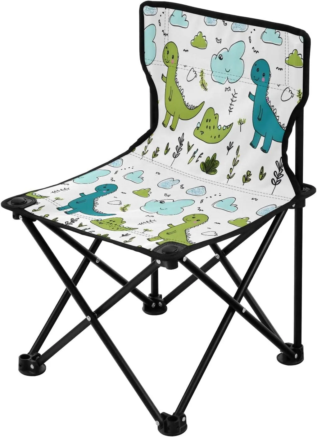 Portable Folding Camping Chair with Carrying Bag Cartoon Dinosaur Lightweight Folding Chair Perfect for Camping, Tailgates, Beach, and Sports