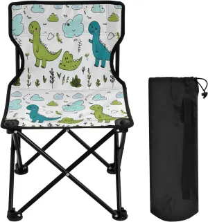 Portable Folding Camping Chair with Carrying Bag Cartoon Dinosaur Lightweight Folding Chair Perfect for Camping, Tailgates, Beach, and Sports