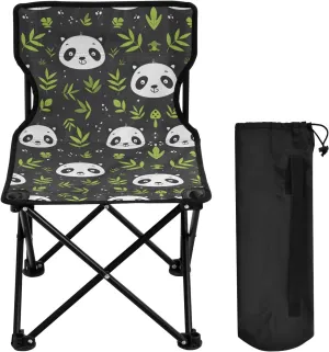 Portable Folding Camping Chair with Carrying Bag Cute Cartoon Panda Pattern Lightweight Folding Chair Perfect for Camping, Tailgates, Beach, and Sports