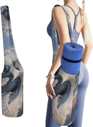 Portable Yoga Mat Bag Realistic Pelican Printed Gym Bag with Strap Yoga Mat Storage Bag Gym Tote Sports Bag for Pilates Travel Men Women
