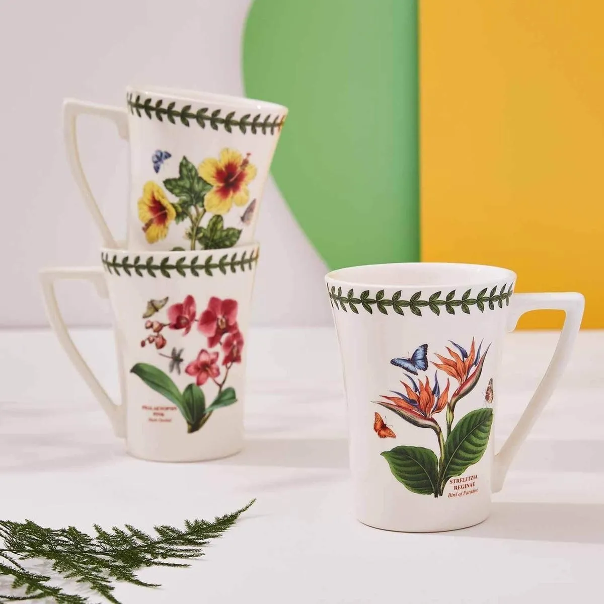 Portmeirion Exotic Botanic Garden 12oz Mandarin Mug, Arborea - Fine Earthenware, Made in England - Dishwasher, Microwave, Freezer, Oven Safe - Floral English Drinkware for Coffee & Tea