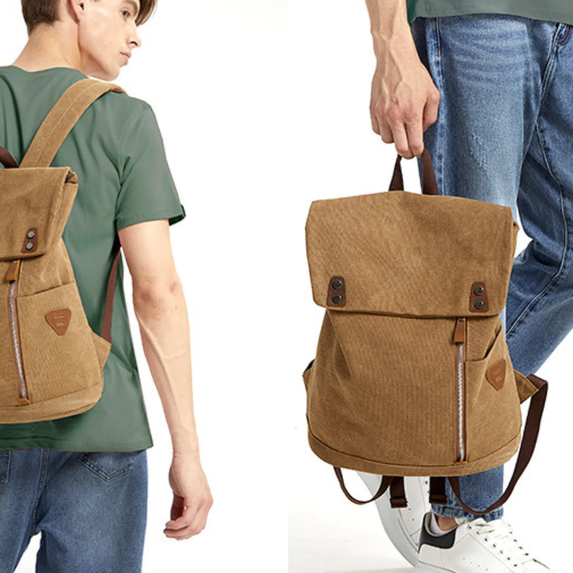 Premium Canvas Backpack – Large Hiking, School, Travel & Sport Shoulder Bag