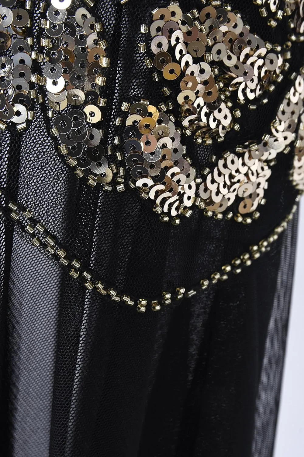 PrettyGuide Women 's 1920s Black Sequin Gatsby Maxi Long Evening Prom Dress