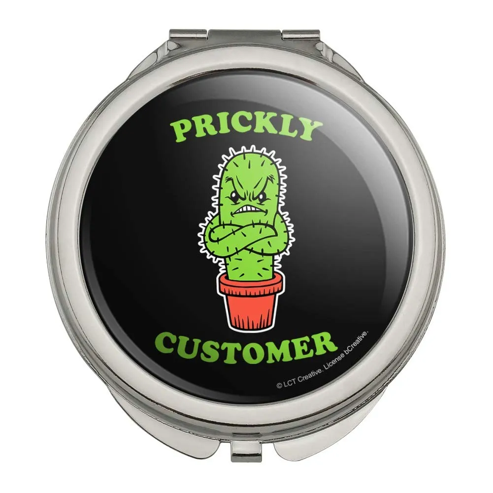 Prickly Customer Cactus Funny Humor Compact Travel Purse Handbag Makeup Mirror
