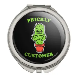 Prickly Customer Cactus Funny Humor Compact Travel Purse Handbag Makeup Mirror