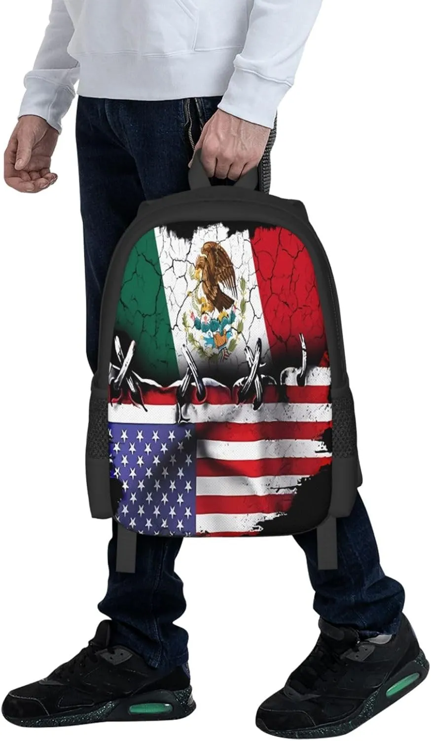 Pride Mexican American Flag Casual Backpacks Large Capacity Backpack Laptop Rucksack Sport Daypack Commuter Bags with Adjustable Strap for Traveling Camping