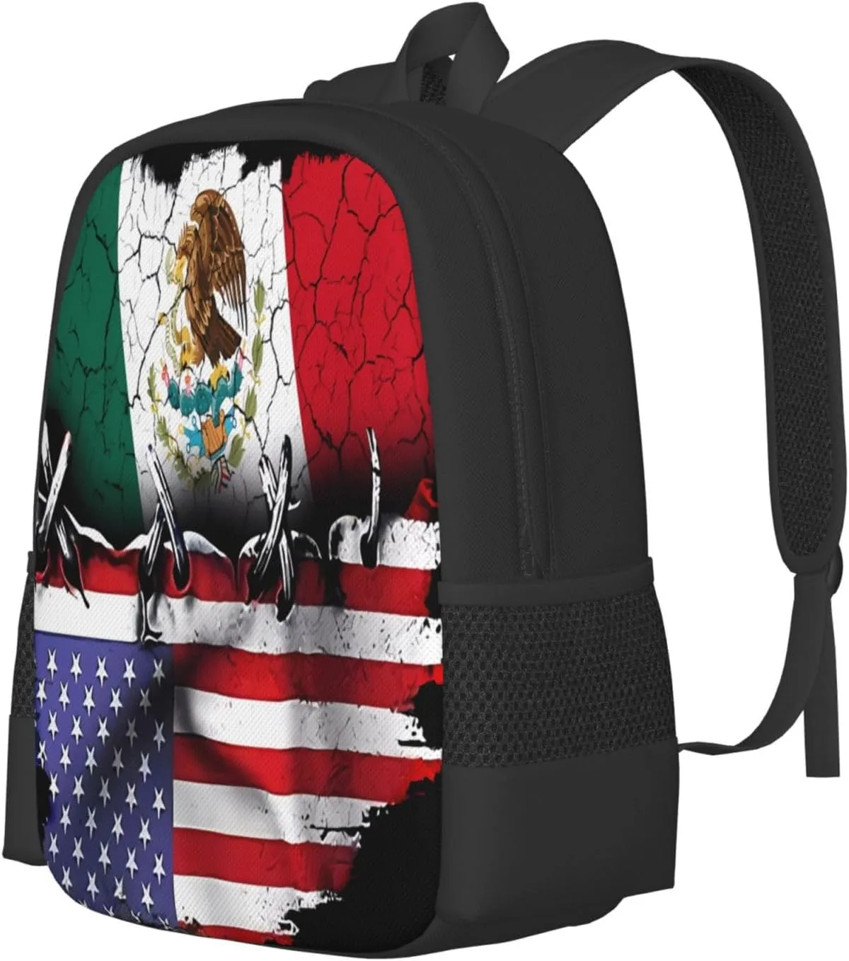 Pride Mexican American Flag Casual Backpacks Large Capacity Backpack Laptop Rucksack Sport Daypack Commuter Bags with Adjustable Strap for Traveling Camping