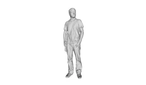 Printle C Homme 140-Male Young Man Standing Carrying a Crossbody Bag, Wearing Casual Clothes Polo T-Shirt, Pants, and Sneakers Figure for Dioramas and Model Train Sets CHOOSE YOUR SCALE