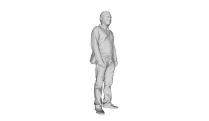 Printle DM Homme 130-Male Tourist Man Standing Carrying a Crossbody Bag, Wearing Casual Clothes Long-sleeve Polo, Pants, and Shoes Figure for Dioramas and Model Train Sets CHOOSE YOUR SCALE