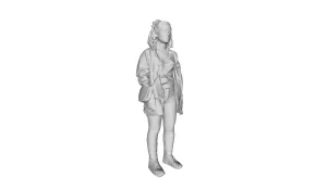Printle Y Femme 198-Curly Hairstyle Female Teen Girl Standing Facing Forward Carrying a Crossbody Bag Wearing Casual Clothes Figure for Dioramas and Model Train Sets CHOOSE YOUR SCALE