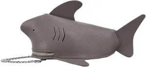 PU Cute Funny 3D Shark Shoulder Crossbody Bag, Creative Cartoon Chain Phone Bag, Animal Style Dolphin Wallet Purse For Women