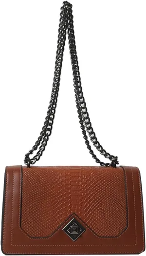 PU Leather Snakeskin Print Crossbody Chain Shoulder Bag, Fashion-Retro Women's Bag, Shoulder Bag (Brown)