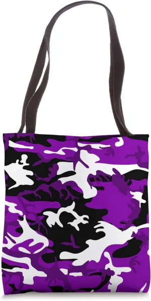 purple camouflage black white camo army military retro 1990s Tote Bag