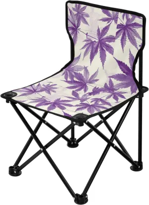 Purple Maple Leaves Collapsible Camping Chairs Lightweight Portable Chair for Waiting in Line with Carrying Bag