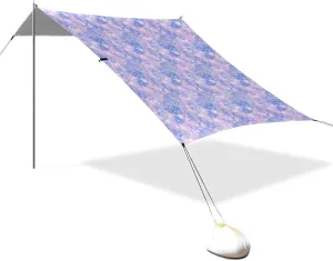 Purple Wildflowers Beach Tent & Canopy UPF50  Easy Setup Sun Shelter with Sturdy Poles, Sandbags and Shovel for Camping, Picnics, Backyard