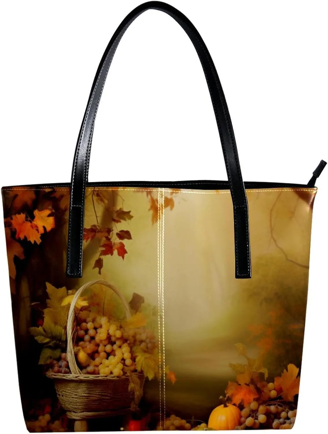Purses for Women,Tote Bag Aesthetic,Women's Tote Handbags,Autumn Forest Harvest Fruit