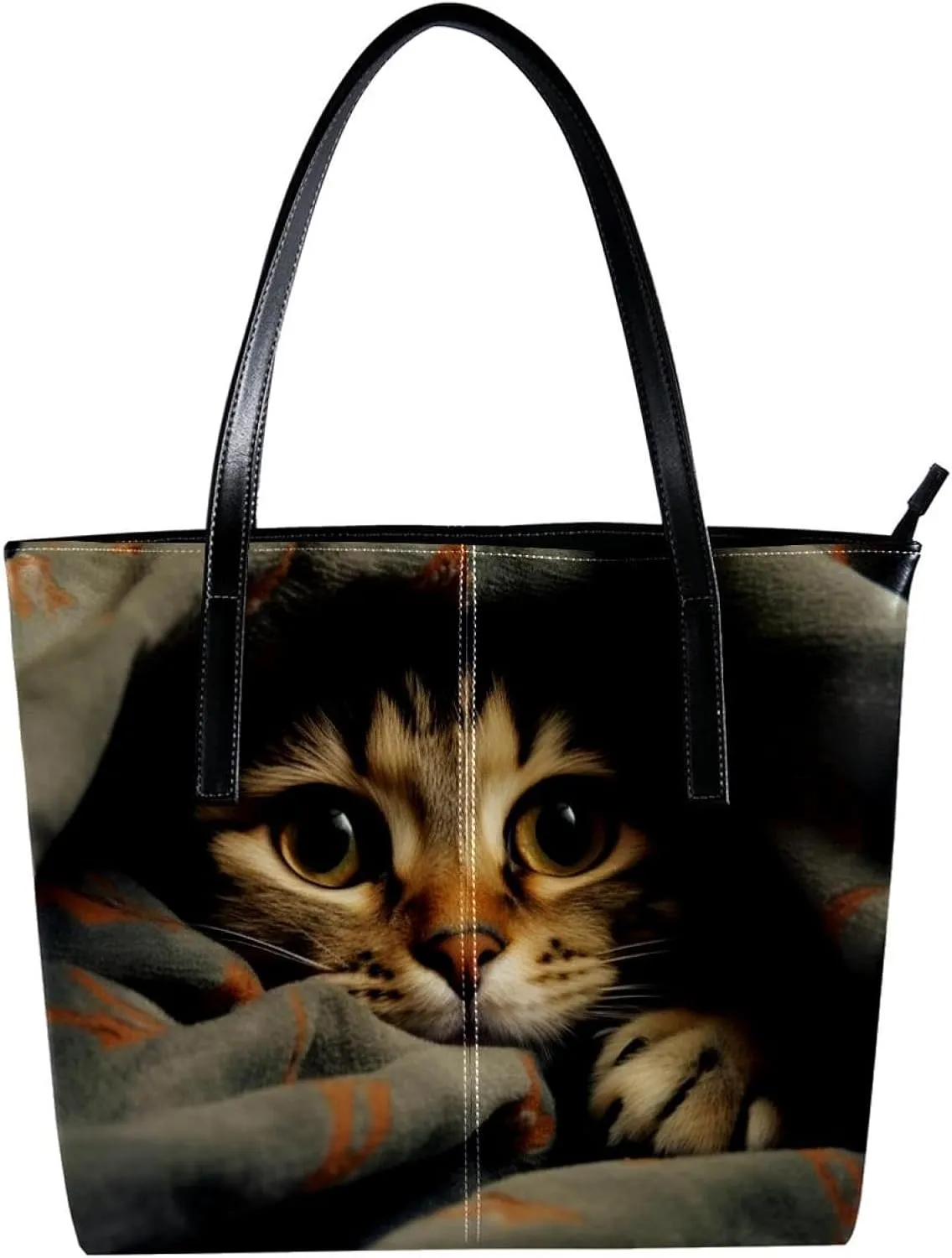 Purses for Women,Tote Bag Aesthetic,Women's Tote Handbags,Bed Cute Cat
