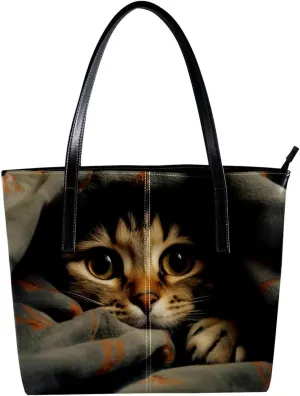 Purses for Women,Tote Bag Aesthetic,Women's Tote Handbags,Bed Cute Cat
