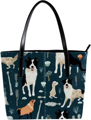 Purses for Women,Tote Bag Aesthetic,Women's Tote Handbags,Border Collie Dog Tennis