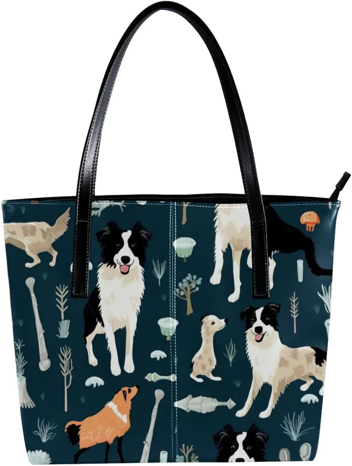 Purses for Women,Tote Bag Aesthetic,Women's Tote Handbags,Border Collie Dog Tennis