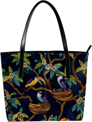Purses for Women,Tote Bag Aesthetic,Women's Tote Handbags,Branch Leaves Clouds Toucan