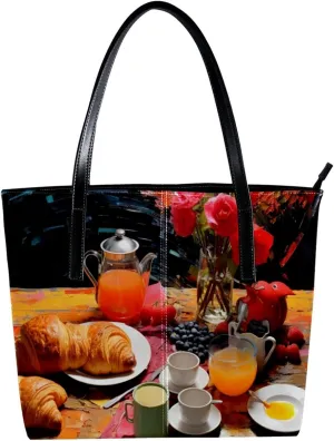 Purses for Women,Tote Bag Aesthetic,Women's Tote Handbags,Breakfast Food