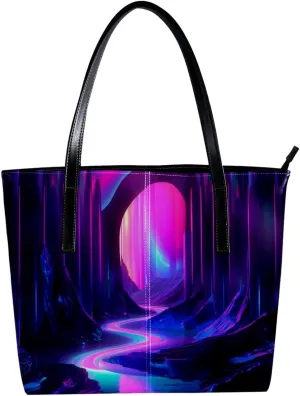 Purses for Women,Tote Bag Aesthetic,Women's Tote Handbags,Fantastic Natural Purple Aurora