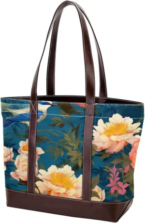 Purses for Women,Tote Bag for Women,Handbags for Women,Chinese Peonies Daisy Crane