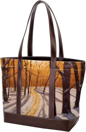 Purses for Women,Tote Bag for Women,Handbags for Women,Winter Forest Tree Path