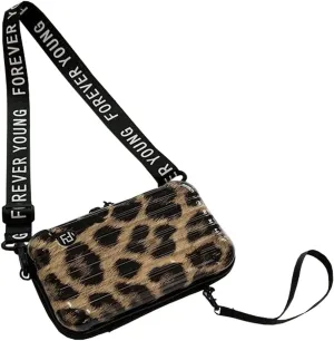 PVC Hard Shell Travel Multi-Function Luggage,Women's Portable Toiletry And Makeup Bag, Alphabet Strap Storage Crossbody Bag (Brown)