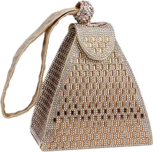 Pyramid Shape Rhinestones Luxury Evening Bags Fashion Evening Handbag Purse Cocktail Wedding Engagement Bag for Party Night
