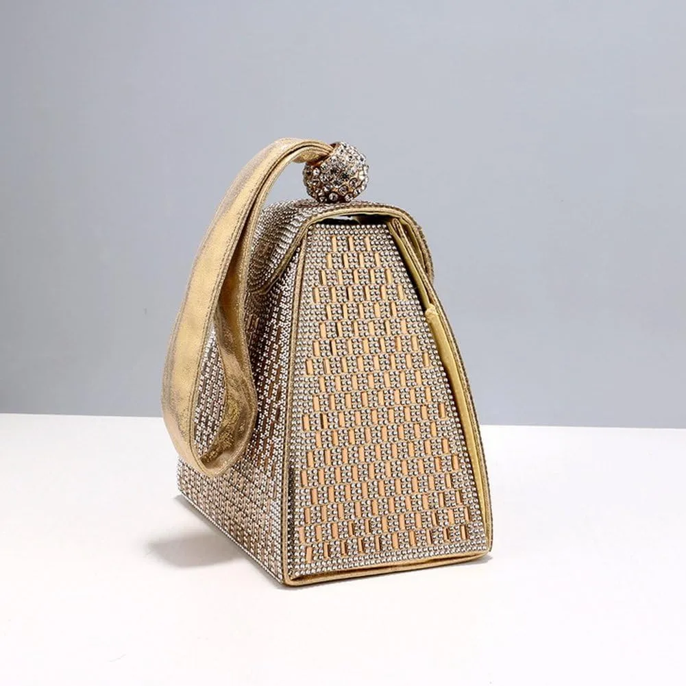 Pyramid Shape Rhinestones Luxury Evening Bags Fashion Evening Handbag Purse Cocktail Wedding Engagement Bag for Party Night