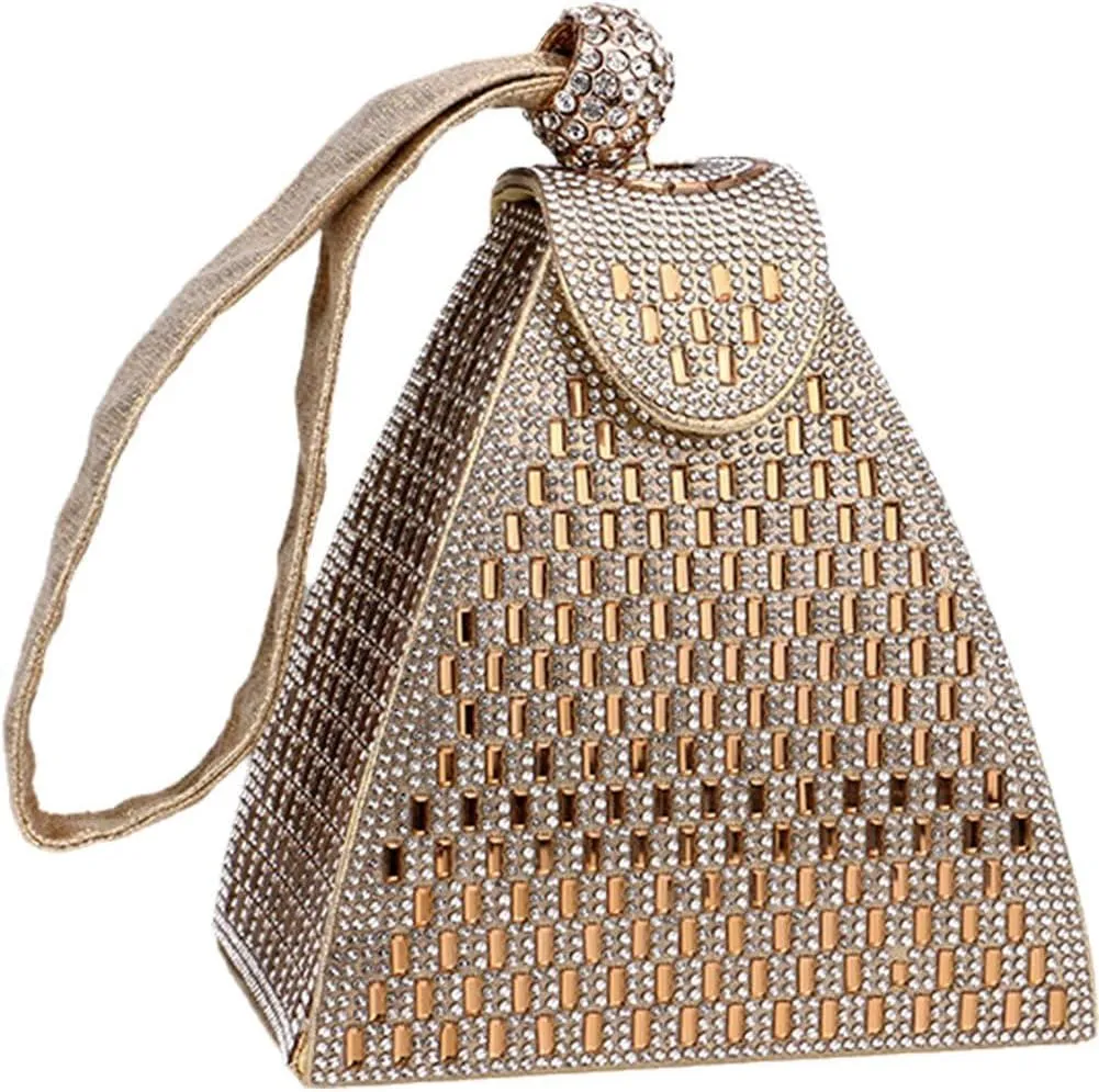 Pyramid Shape Rhinestones Luxury Evening Bags Fashion Evening Handbag Purse Cocktail Wedding Engagement Bag for Party Night
