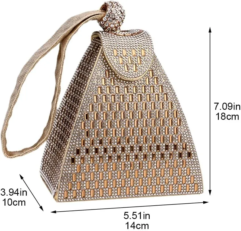 Pyramid Shape Rhinestones Luxury Evening Bags Fashion Evening Handbag Purse Cocktail Wedding Engagement Bag for Party Night