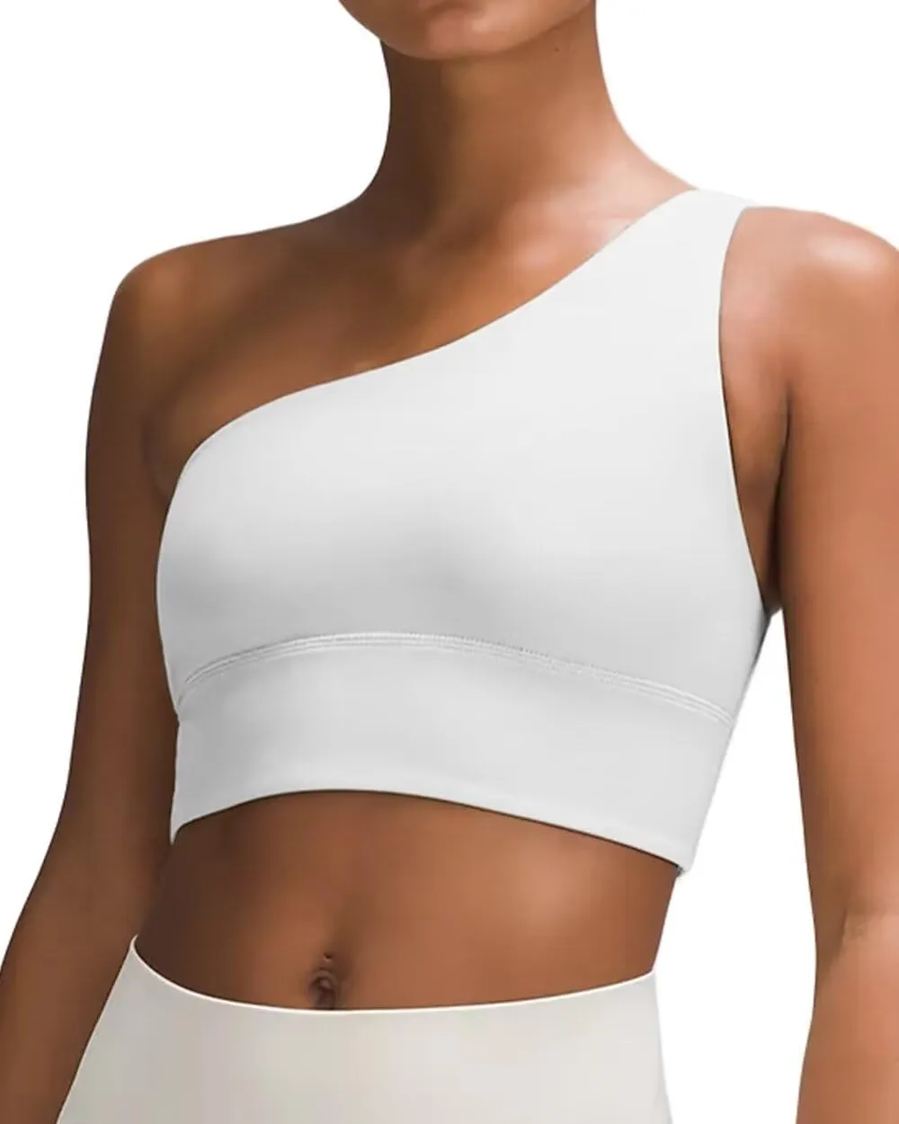 QUEENIEKE Womens One Shoulder Sports Bra Workout Strap Yoga Bras Cute Low Support Tops