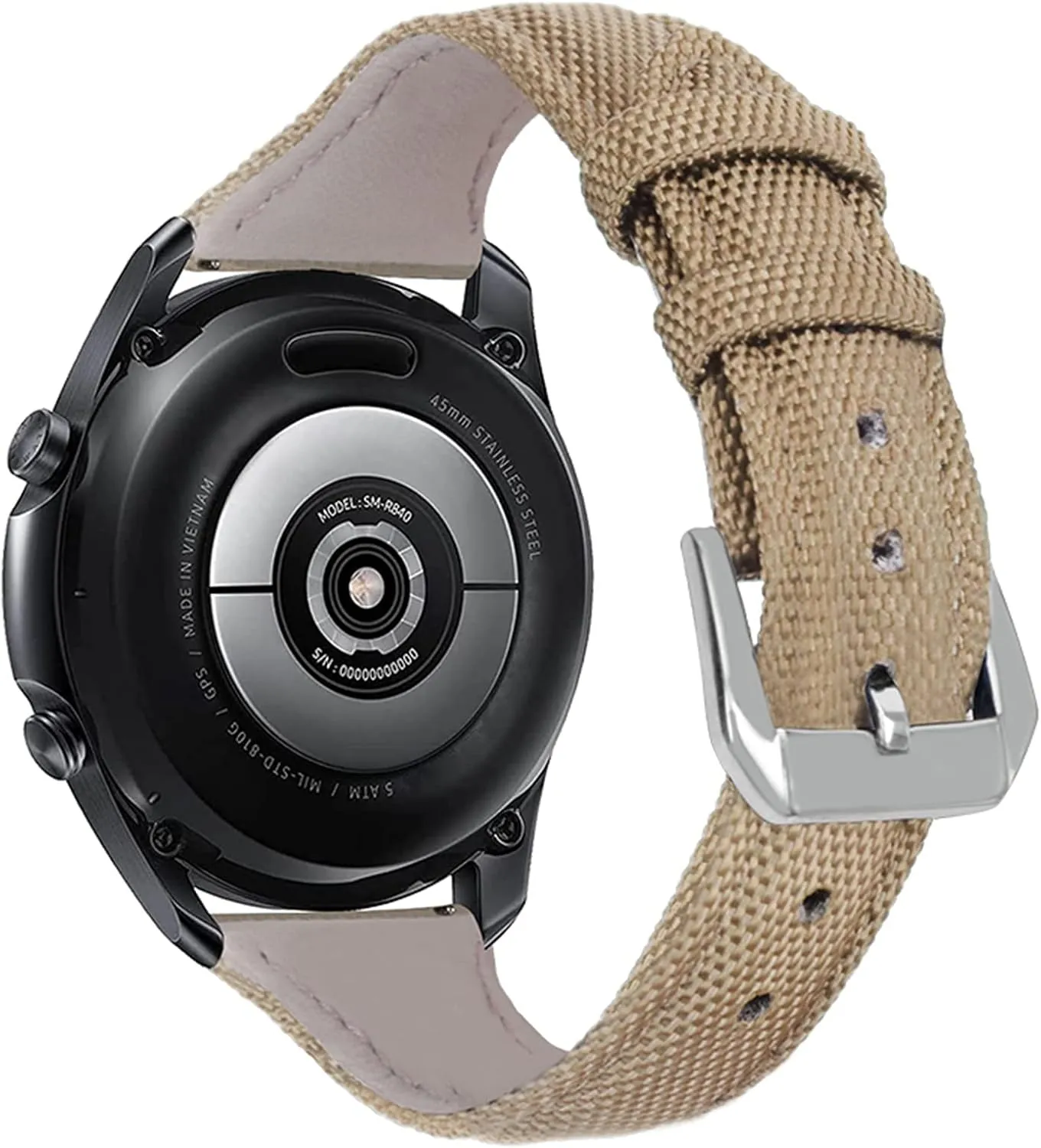 Quick Release Watch Strap Watch Band, 22mm Genuine Leather Bottom Men Sports Breathable Nylon Watch Strap for Smart Watch Replacement Watchband