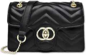 Quilted Crossbody Bag Vegan Leather Trendy Shoulder Purse with Chain Strap Stylish Clutch Purse for Women Ladies