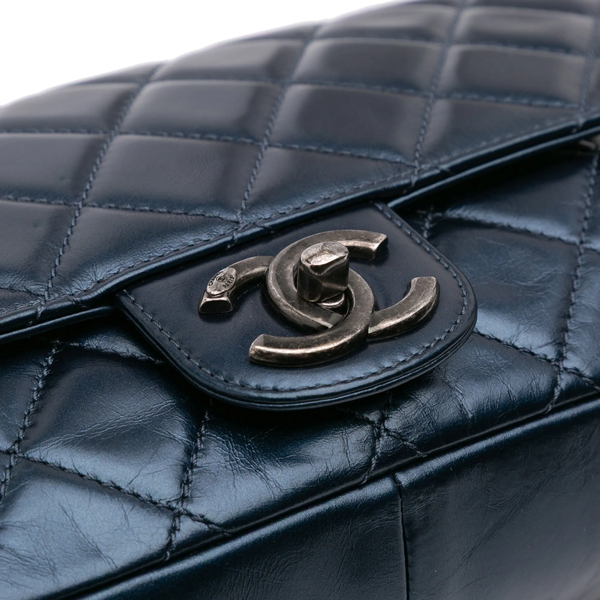 Quilted Glazed Calfskin Coco Pleats Flap