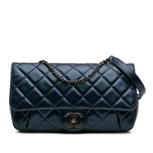 Quilted Glazed Calfskin Coco Pleats Flap
