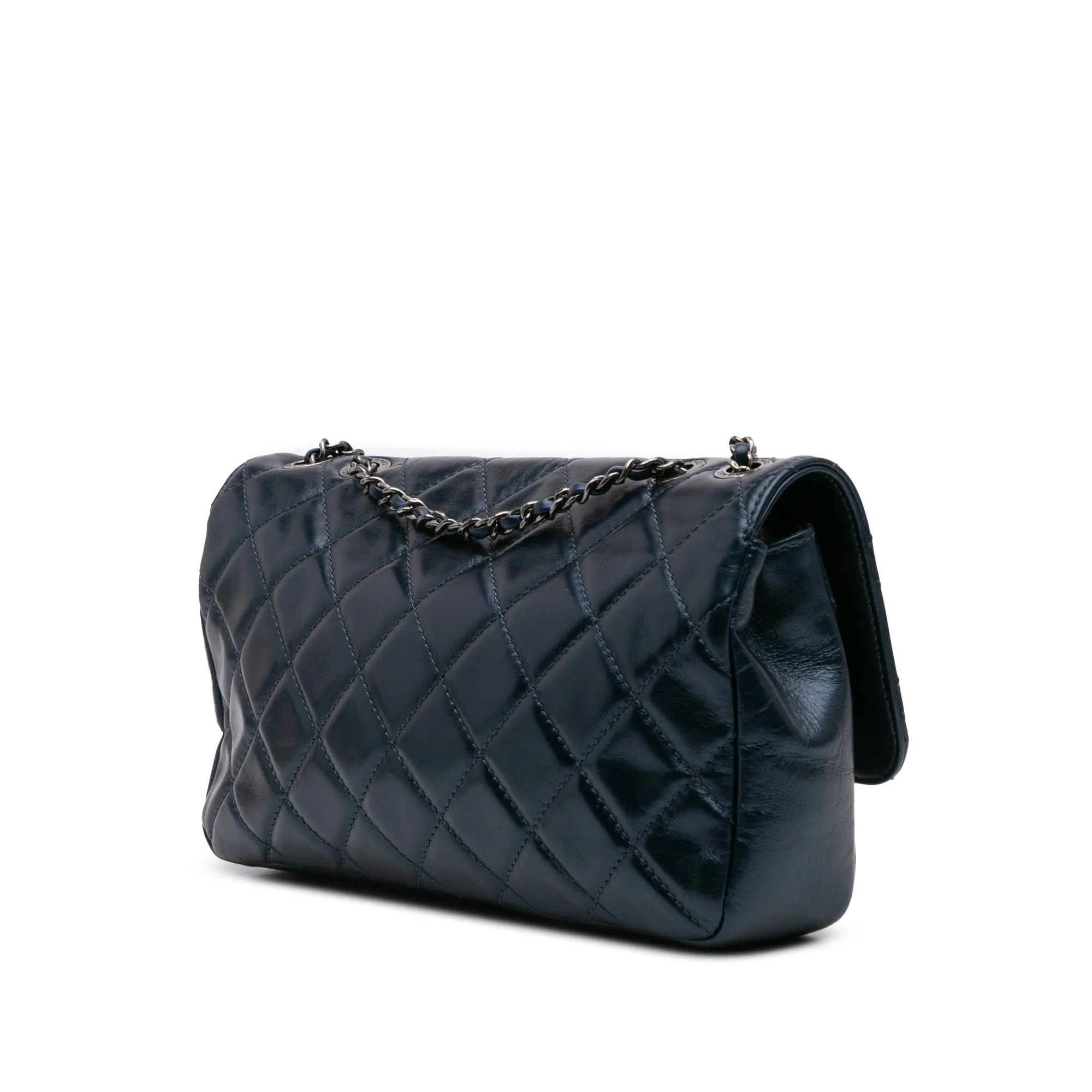 Quilted Glazed Calfskin Coco Pleats Flap
