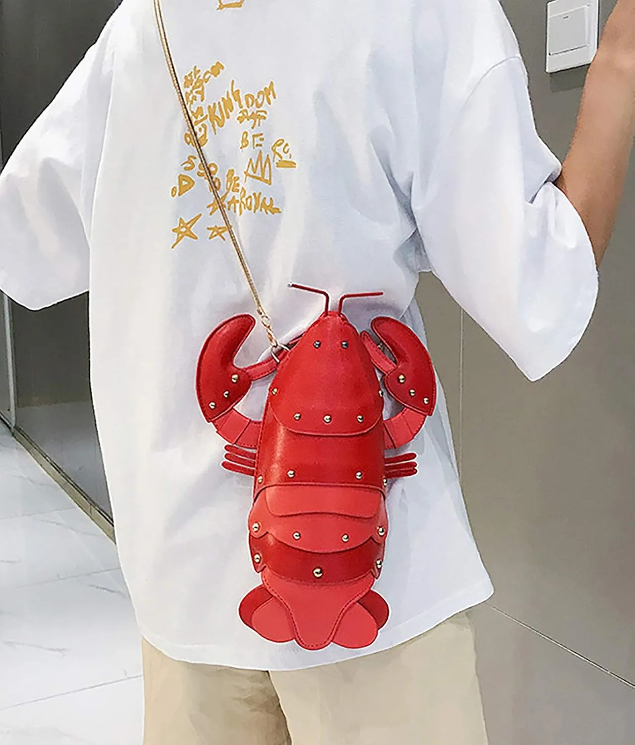 QZUnique Crab Handbag Crayfish Shells Crossbody Bag Novelty Animal Shaped Purse Detachable Shoulder Bag for Women Girl