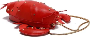QZUnique Crab Handbag Crayfish Shells Crossbody Bag Novelty Animal Shaped Purse Detachable Shoulder Bag for Women Girl