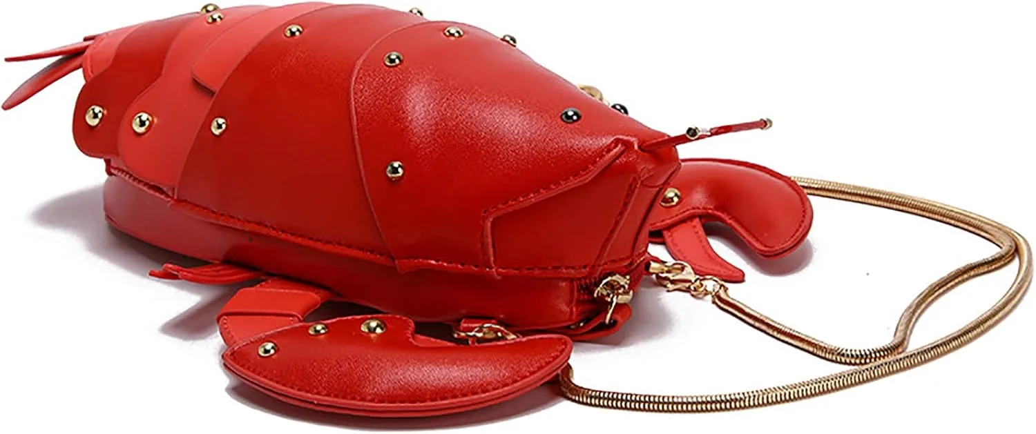 QZUnique Crab Handbag Crayfish Shells Crossbody Bag Novelty Animal Shaped Purse Detachable Shoulder Bag for Women Girl
