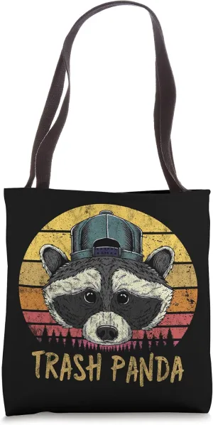 Raccoon Trash Panda Retro Sunset Funny Vintage Graphic Print Tote Bag