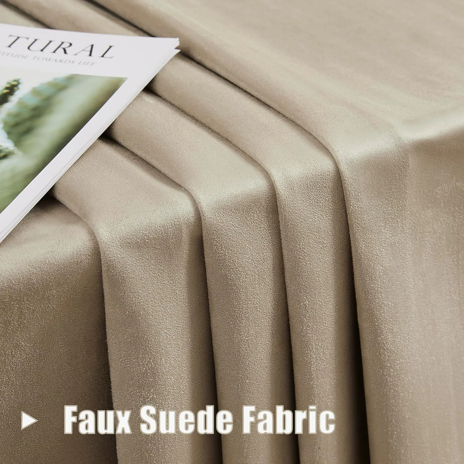 Randall Faux Suede 95% Blackout Window Curtain Panels 84 Inch Long Luxury Solid Light Blocking Drapes for Bedroom/Living Room Thermal Insulated Grommet Window Treatment, Camel Tan, 2 Panels, 54"Wx84"L