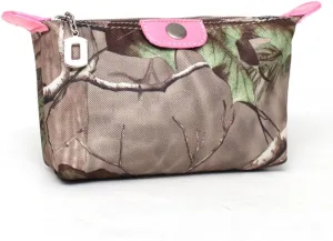 Realtree Pink Camouflage Fabric Cosmetic Bag w/ Faux Leather Trim - RT1-51943B APG/PK