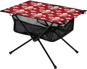 Red Vintage Floral Logo Pattern Portable Camping Table,Outdoor Folding Table,Beach Table,Suitable for Camping,Hiking,Picnic
